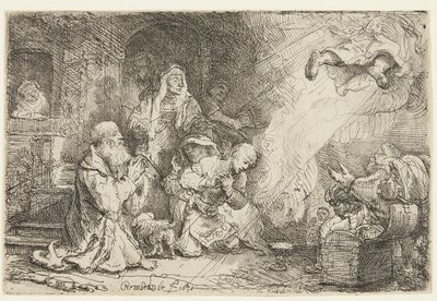 Enkeli lähtee Tobiaan perheen luota tekijältä Rembrandt van Rijn