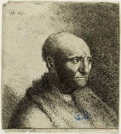 Kalju mies turkisviitassa: Rintakuva tekijältä Rembrandt van Rijn