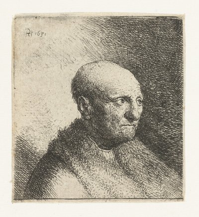Kalju mies turkisviitassa: rintakuva tekijältä Rembrandt van Rijn