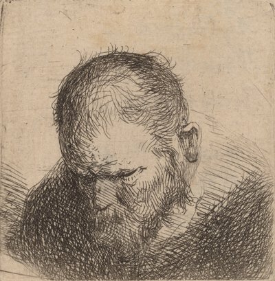 Parrakas mies katsoo alas, mahdollisesti 1631. tekijältä Rembrandt van Rijn