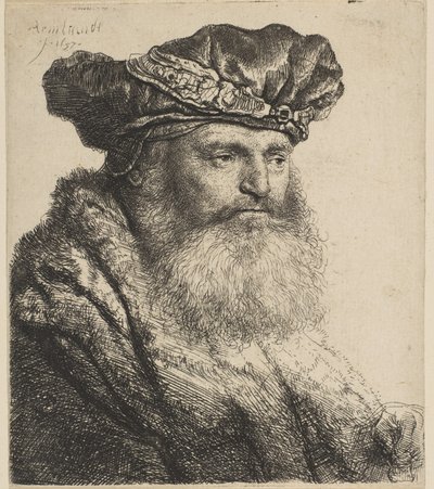 Parrakas mies samettilakissa jalokivilukolla, 1637. tekijältä Rembrandt van Rijn