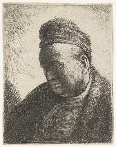 Home imberb amb una capa de pell i una gorra: finlandès tekijältä Rembrandt van Rijn