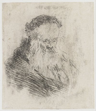 Partainen vanha mies, jolla on korkea otsa tekijältä Rembrandt van Rijn