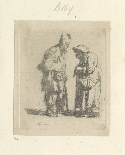 Bedelaar en bedelares in gesprek Kokoelma kahdeksankymmentäviisi alkuperäistä vedosta (sarjan nimi) tekijältä Rembrandt van Rijn