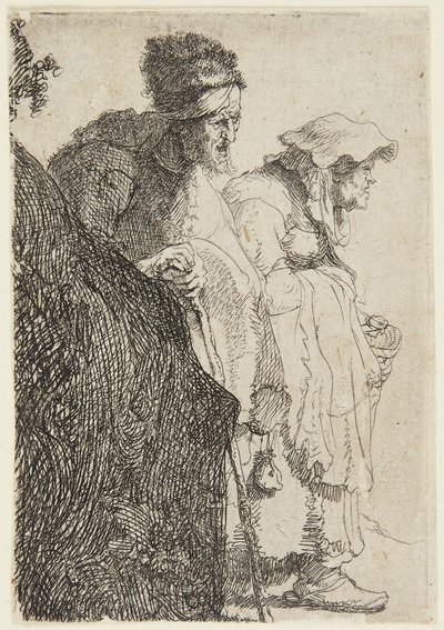 Kerjäläismies ja kerjäläisnainen tekijältä Rembrandt van Rijn