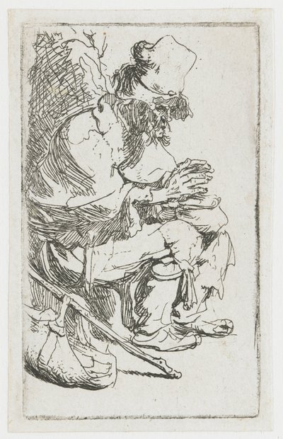 Kerjäläinen lämmittää käsiään tekijältä Rembrandt van Rijn