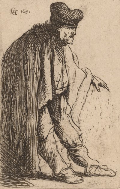 Kerjäläinen vasen käsi ojennettuna, 1631. tekijältä Rembrandt van Rijn