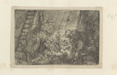 Besnijdenis in de stal Kokoelma kahdeksankymmentäviisi alkuperäistä vedosta (sarjan nimi) tekijältä Rembrandt van Rijn