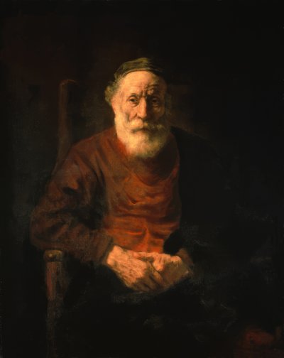 Muotokuva vanhasta miehestä punaisessa kaapussaan tekijältä Rembrandt van Rijn