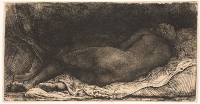 Musta afrikkalainen tyttö makuulla tekijältä Rembrandt van Rijn
