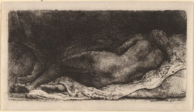 Musta nainen makuulla tekijältä Rembrandt van Rijn