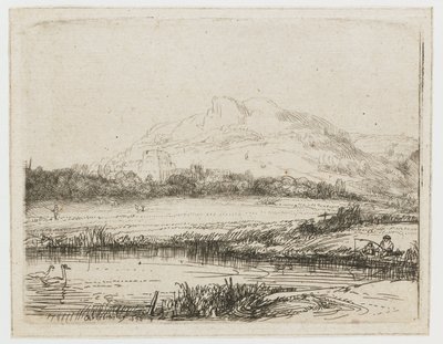 Kanava onkijan ja kahden joutsenen kanssa Kanava onkija ja kaksi joutsenta tekijältä Rembrandt van Rijn