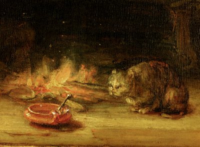 Kissa, yksityiskohta Pyhästä perheestä verhoineen, 1646 (katso 244315) tekijältä Rembrandt van Rijn