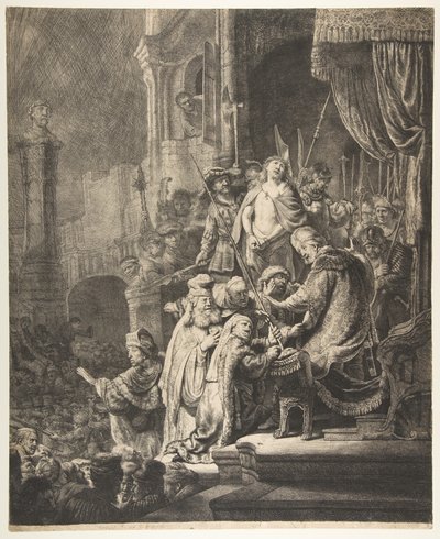 Kristus Pilatuksen edessä: iso lautanen, 1636. tekijältä Rembrandt van Rijn