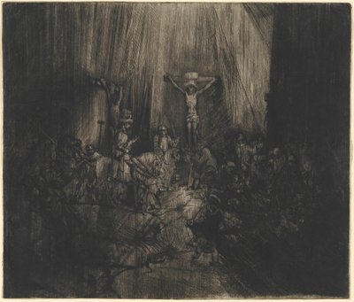 Ristiinnaulittu Kristus kahden varkaan välissä (Kolme ristiä) tekijältä Rembrandt van Rijn