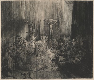 Ristiinnaulittu Kristus kahden varkaan välissä (Kolme ristiä) tekijältä Rembrandt van Rijn
