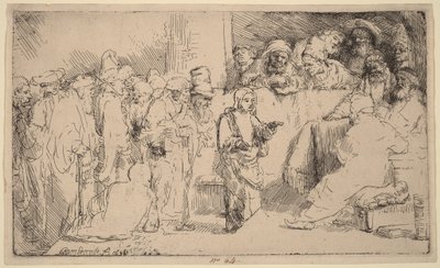 Kristus väittelee oppineiden kanssa: luonnos tekijältä Rembrandt van Rijn