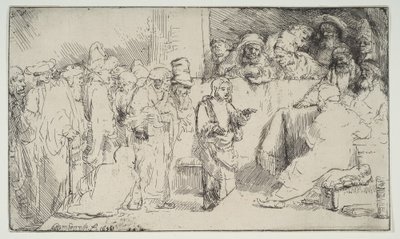 Kristus kiistelee lääkäreiden kanssa, luonnos, 1652. tekijältä Rembrandt van Rijn