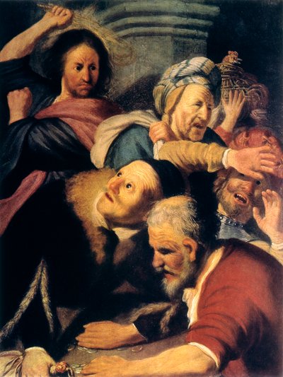 Kristus ajaa rahanvaihtajat temppelistä, 1626 tekijältä Rembrandt van Rijn