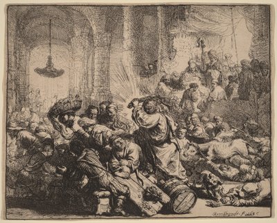 Kristus ajaa rahanvaihtajat temppelistä tekijältä Rembrandt van Rijn