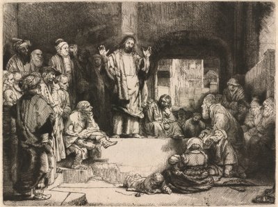Christ Preaching (Pieni hauta) tekijältä Rembrandt van Rijn