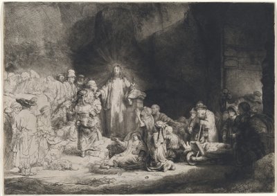 Kristus saarnaa (Sadan guldenin printti) tekijältä Rembrandt van Rijn