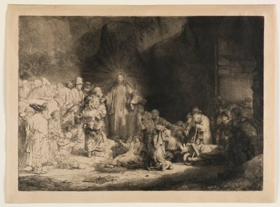 Kristus saarnaamassa (Sadan guldenin painatus) tekijältä Rembrandt van Rijn