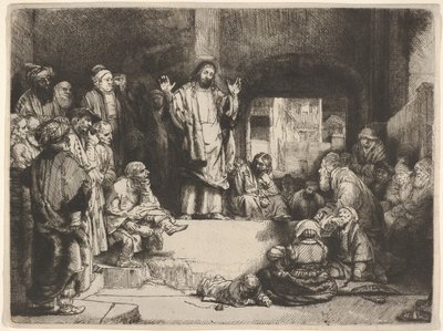 Christ Preaching, nimeltään La Petite Tombe, n. 1657. tekijältä Rembrandt van Rijn