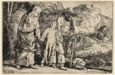 Kristus palaamassa temppelistä vanhempiensa kanssa tekijältä Rembrandt van Rijn