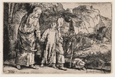 Kristus palaamassa temppelistä vanhempiensa kanssa tekijältä Rembrandt van Rijn