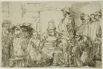 Kristus istuu kiistellen lääkäreiden kanssa tekijältä Rembrandt van Rijn