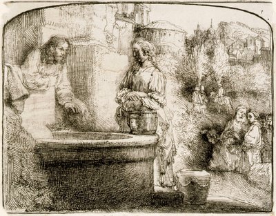Kristus ja samarialainen nainen tekijältä Rembrandt van Rijn