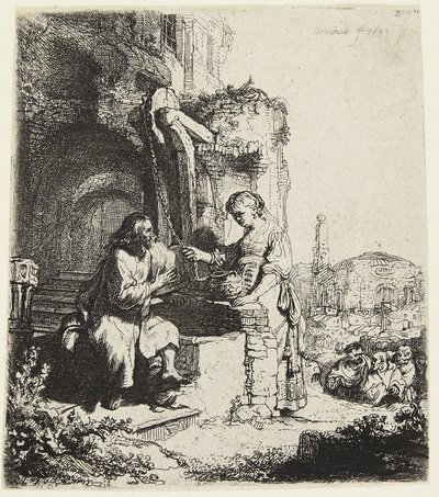Kristus ja samarialainen nainen tekijältä Rembrandt van Rijn