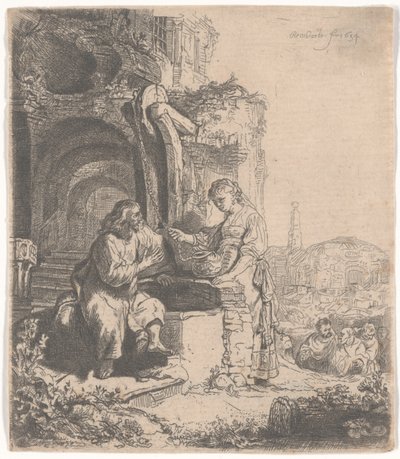 Kristus ja Samarian nainen raunioiden keskellä, 1634 tekijältä Rembrandt van Rijn