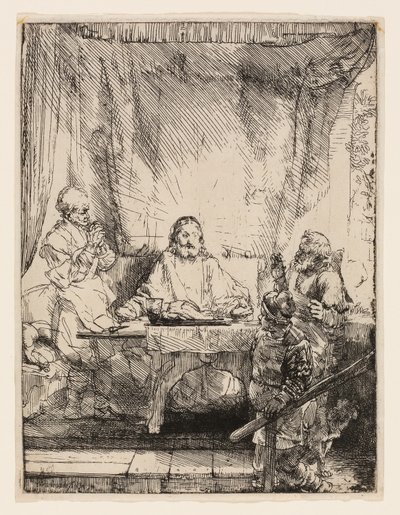 Kristus Emmauksessa: Isompi lautanen tekijältä Rembrandt van Rijn