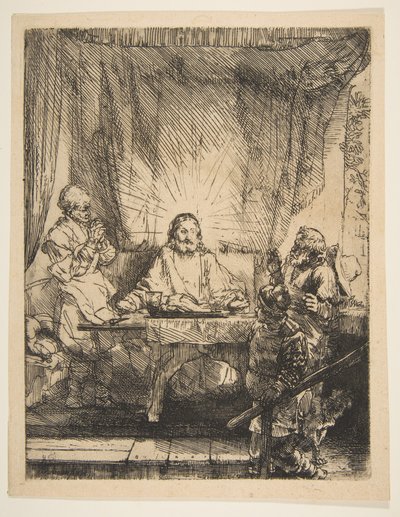 Kristus Emmauksessa: Isompi lautanen, 1654. tekijältä Rembrandt van Rijn