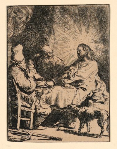 Kristus Emmauksessa: Pienempi lautanen tekijältä Rembrandt van Rijn