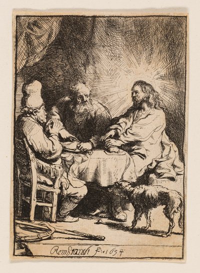Kristus Emmauksessa: Pienempi lautanen tekijältä Rembrandt van Rijn