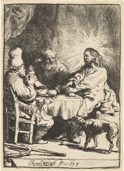 Kristus Emmauksessa: Pienempi lautanen tekijältä Rembrandt van Rijn