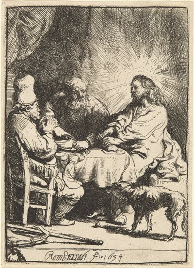 Kristus Emmauksessa: pienempi laatta tekijältä Rembrandt van Rijn