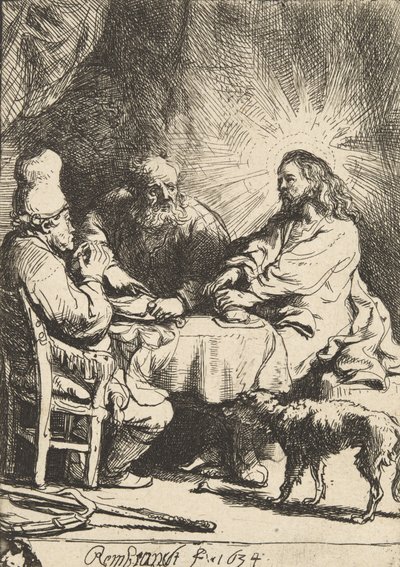 Kristus Emmauksessa: Pienempi levy, 1634. tekijältä Rembrandt van Rijn