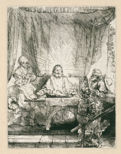 Kristus Emmauksessa: suurempi lautanen tekijältä Rembrandt van Rijn