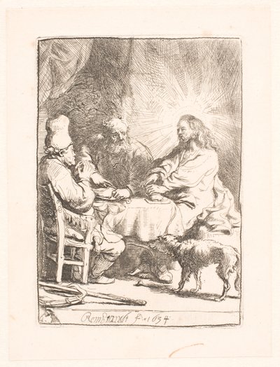 Kristus Emmauksessa: pienempi lautanen tekijältä Rembrandt van Rijn