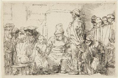 Kristus istuu ja keskustelee oppineiden kanssa tekijältä Rembrandt van Rijn