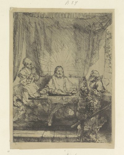 Christus te Emmaus: grote plaat Kokoelma kahdeksankymmentäviisi alkuperäistä vedosta (sarjan nimi) tekijältä Rembrandt van Rijn