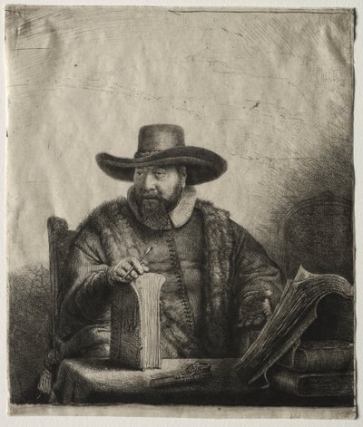 Cornelis Claesz Anslo, mennoniittisaarnaaja tekijältä Rembrandt van Rijn