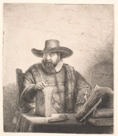 Cornelis Claesz Anslo, mennoniittisaarnaaja tekijältä Rembrandt van Rijn