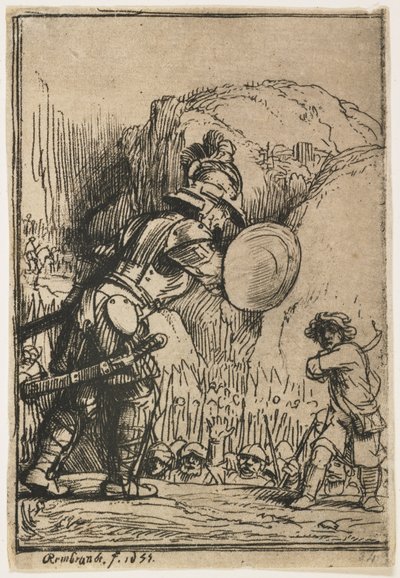 Daavid ja Goljat, 1655 tekijältä Rembrandt van Rijn
