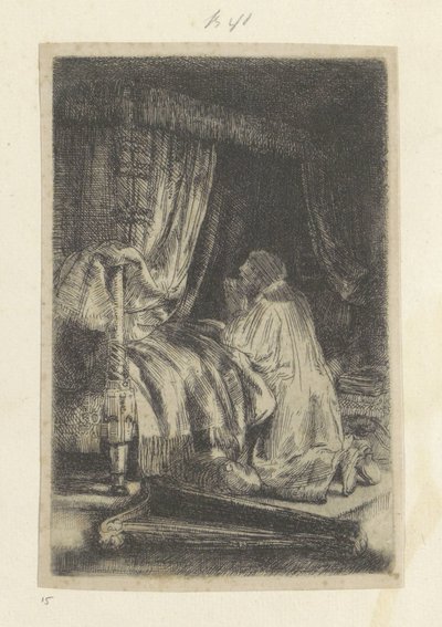 David in gebed Kokoelma kahdeksankymmentäviisi alkuperäistä vedosta (sarjan nimi) tekijältä Rembrandt van Rijn