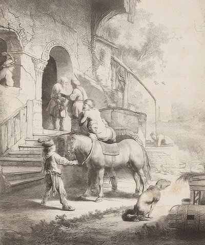 Hyvä samarialainen. 1633 tekijältä Rembrandt van Rijn